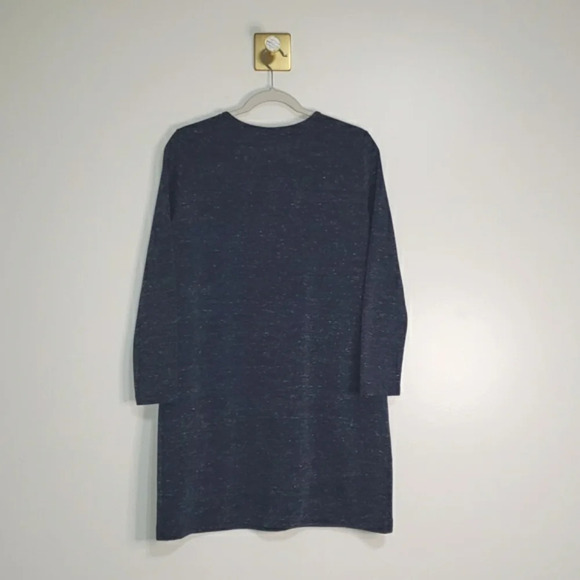 Clara Sun Woo Shift Dress Small Heather Navy Blue Minimalist Designer Pockets - Picture 5 of 10